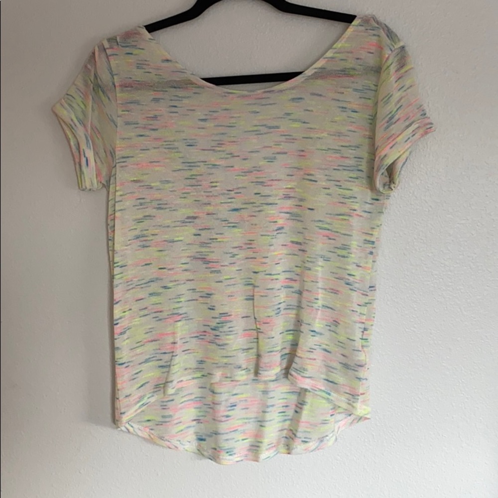 Neon striped low back shirt